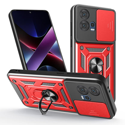 Motorola Edge 30 Fusion Sliding Camera Cover Magnetic Ring Stand Shockproof TPU + PC Protective Phone Case