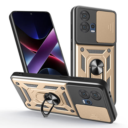 Motorola Edge 30 Fusion Sliding Camera Cover Magnetic Ring Stand Shockproof TPU + PC Protective Phone Case