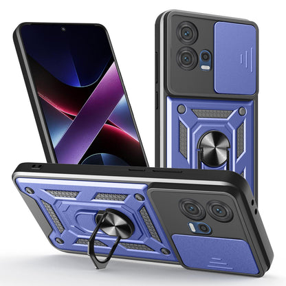 Motorola Edge 30 Fusion Sliding Camera Cover Magnetic Ring Stand Shockproof TPU + PC Protective Phone Case