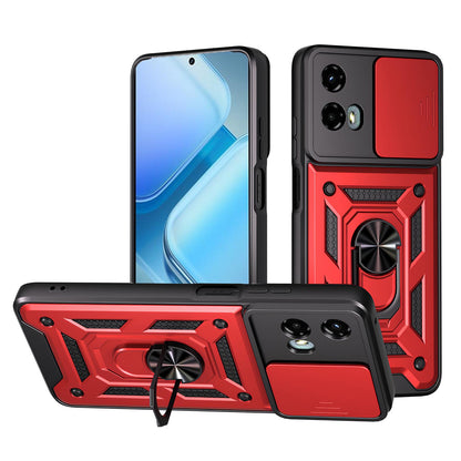 Motorola Moto G 5G 2024 Sliding Camera Cover Magnetic Ring Stand Shockproof TPU + PC Protective Phone Case