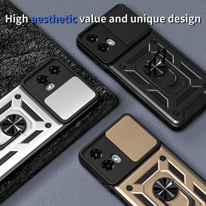 Motorola Moto G 5G 2024 Sliding Camera Cover Magnetic Ring Stand Shockproof TPU + PC Protective Phone Case