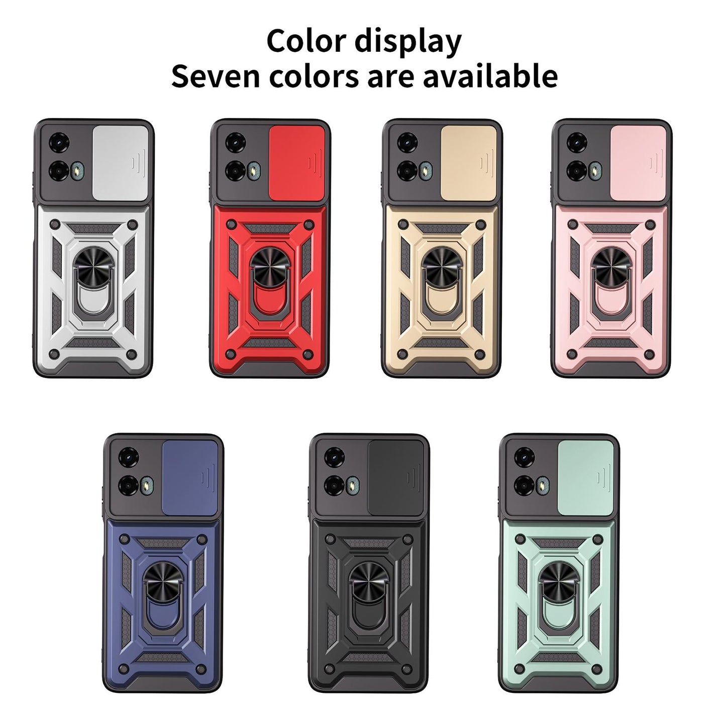Motorola Moto G 5G 2024 Sliding Camera Cover Magnetic Ring Stand Shockproof TPU + PC Protective Phone Case