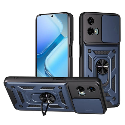 Motorola Moto G 5G 2024 Sliding Camera Cover Magnetic Ring Stand Shockproof TPU + PC Protective Phone Case