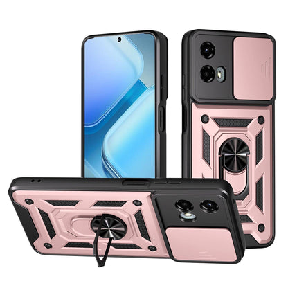Motorola Moto G 5G 2024 Sliding Camera Cover Magnetic Ring Stand Shockproof TPU + PC Protective Phone Case