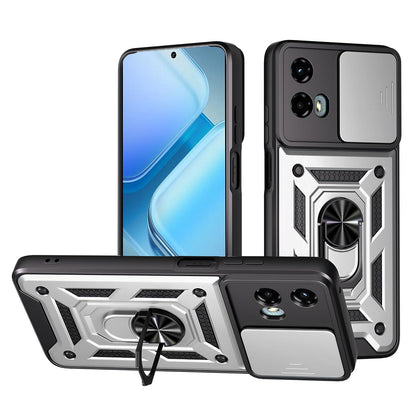 Motorola Moto G 5G 2024 Sliding Camera Cover Magnetic Ring Stand Shockproof TPU + PC Protective Phone Case