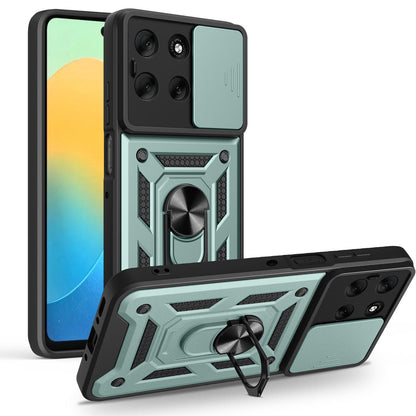 Motorola Moto G56 5G Sliding Camera Cover Magnetic Ring Stand Shockproof TPU + PC Protective Phone Case