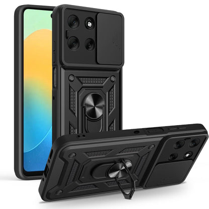 Motorola Moto G56 5G Sliding Camera Cover Magnetic Ring Stand Shockproof TPU + PC Protective Phone Case