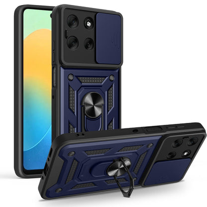 Motorola Moto G56 5G Sliding Camera Cover Magnetic Ring Stand Shockproof TPU + PC Protective Phone Case