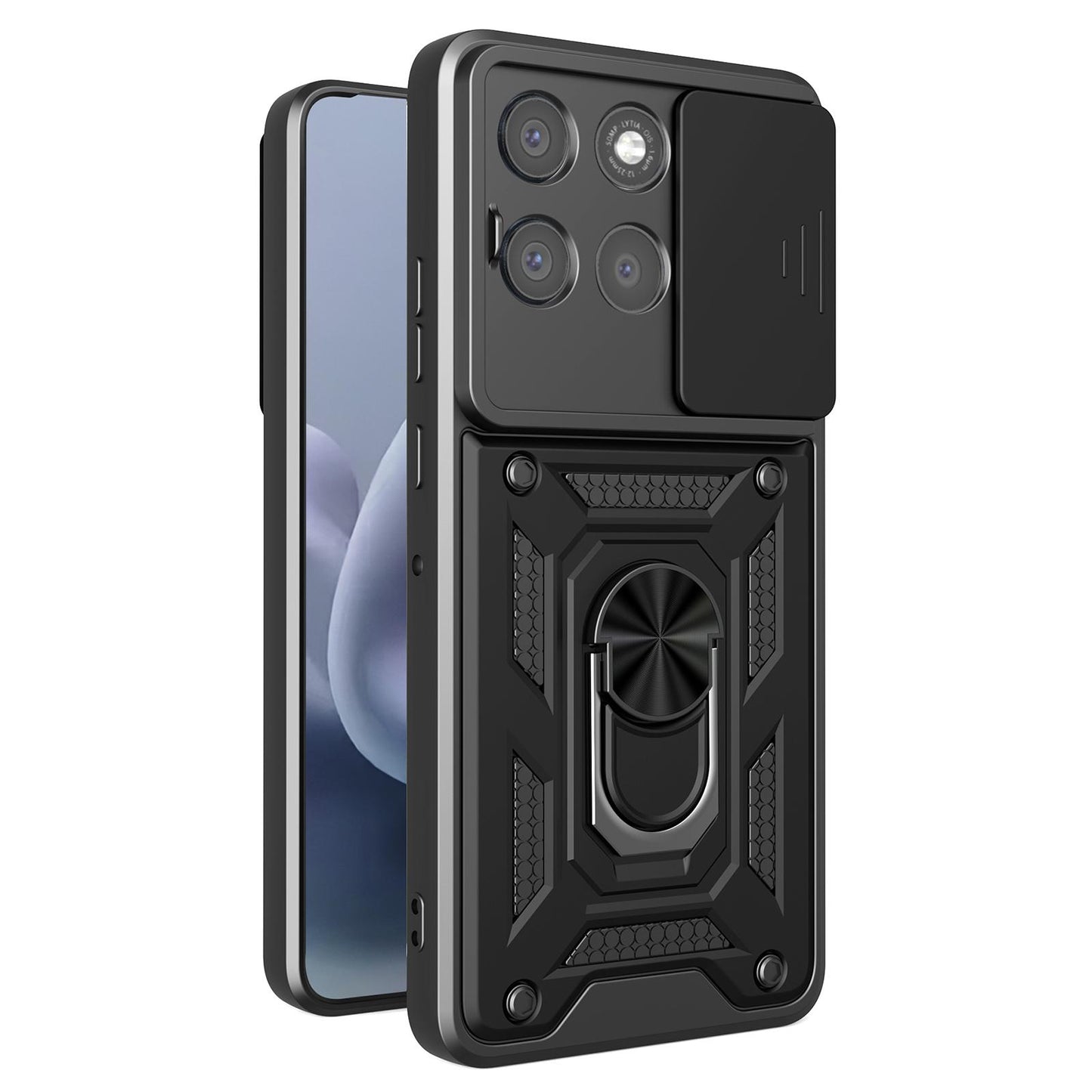 Motorola Moto G86 Power Sliding Camera Cover Magnetic Ring Stand Shockproof TPU + PC Protective Phone Case