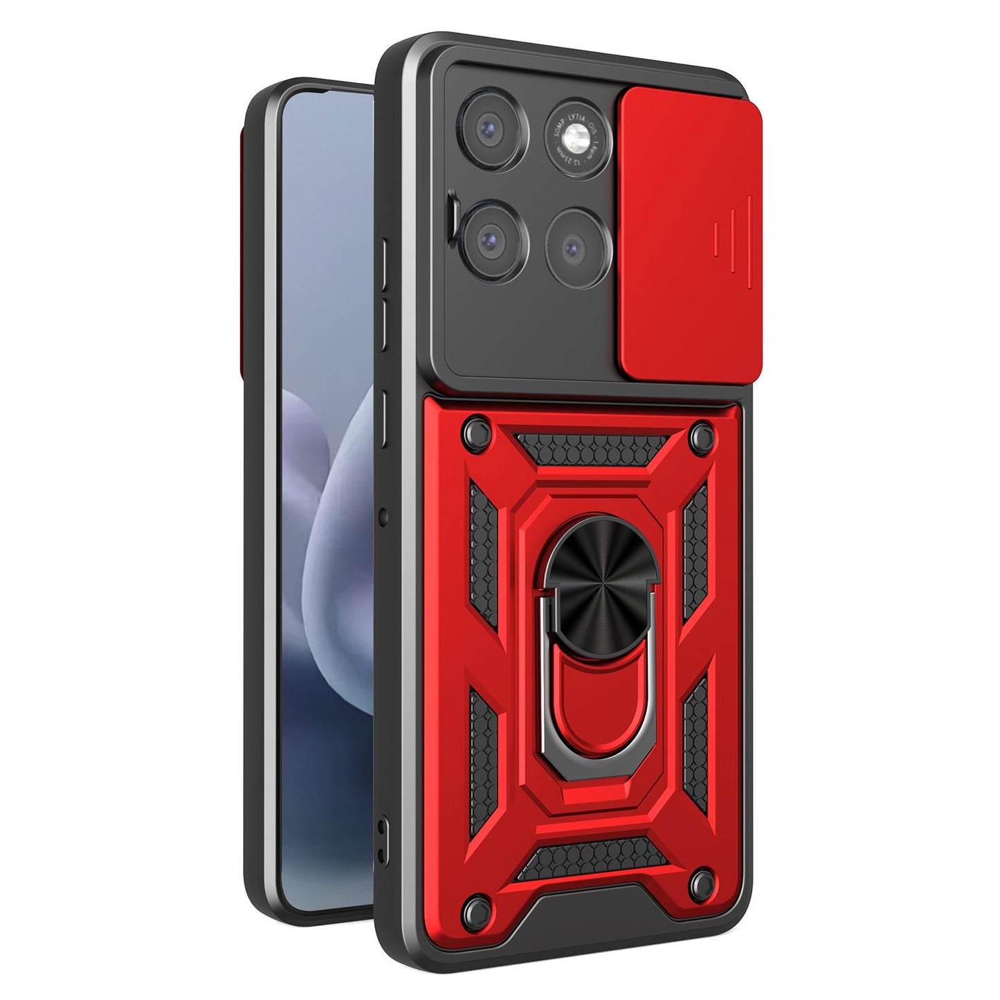 Motorola Moto G86 Power Sliding Camera Cover Magnetic Ring Stand Shockproof TPU + PC Protective Phone Case