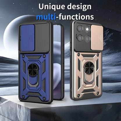 Motorola Moto G86 Power Sliding Camera Cover Magnetic Ring Stand Shockproof TPU + PC Protective Phone Case