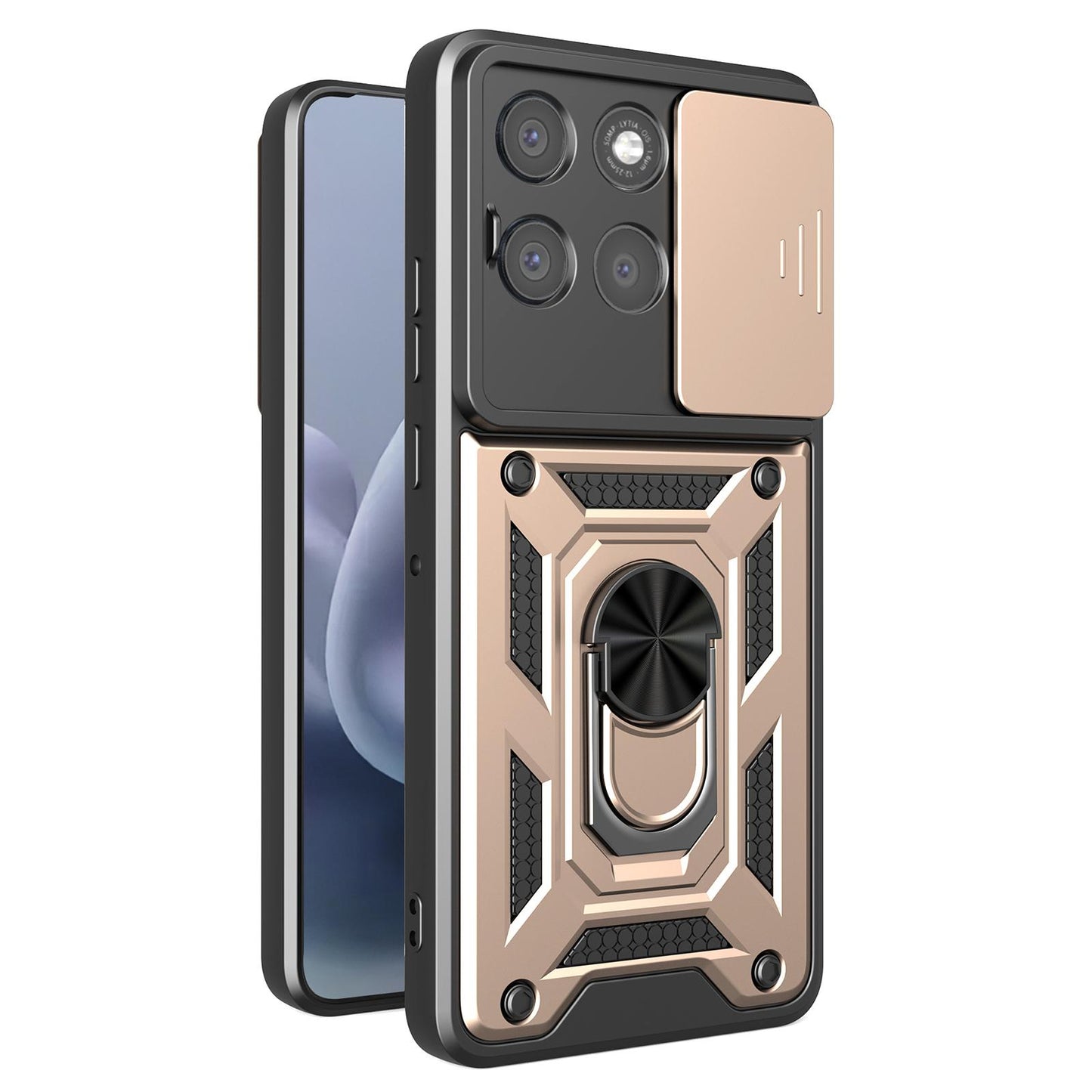 Motorola Moto G86 Power Sliding Camera Cover Magnetic Ring Stand Shockproof TPU + PC Protective Phone Case