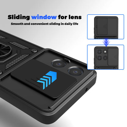 Motorola Moto G86 Power Sliding Camera Cover Magnetic Ring Stand Shockproof TPU + PC Protective Phone Case