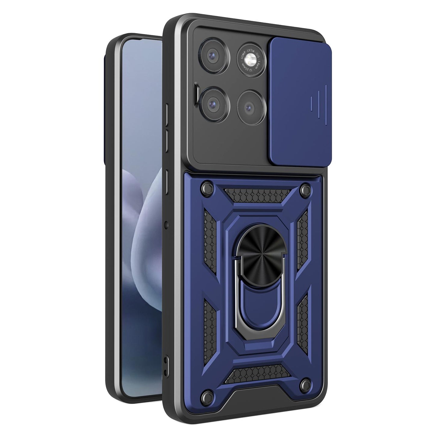 Motorola Moto G86 Power Sliding Camera Cover Magnetic Ring Stand Shockproof TPU + PC Protective Phone Case