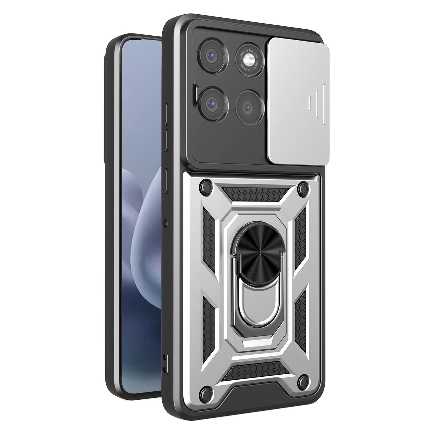 Motorola Moto G86 Power Sliding Camera Cover Magnetic Ring Stand Shockproof TPU + PC Protective Phone Case
