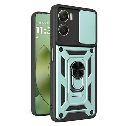 Motorola Moto G06 4G Sliding Camera Cover Magnetic Ring Stand Shockproof TPU + PC Protective Phone Case