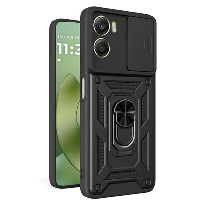 Motorola Moto G06 4G Sliding Camera Cover Magnetic Ring Stand Shockproof TPU + PC Protective Phone Case