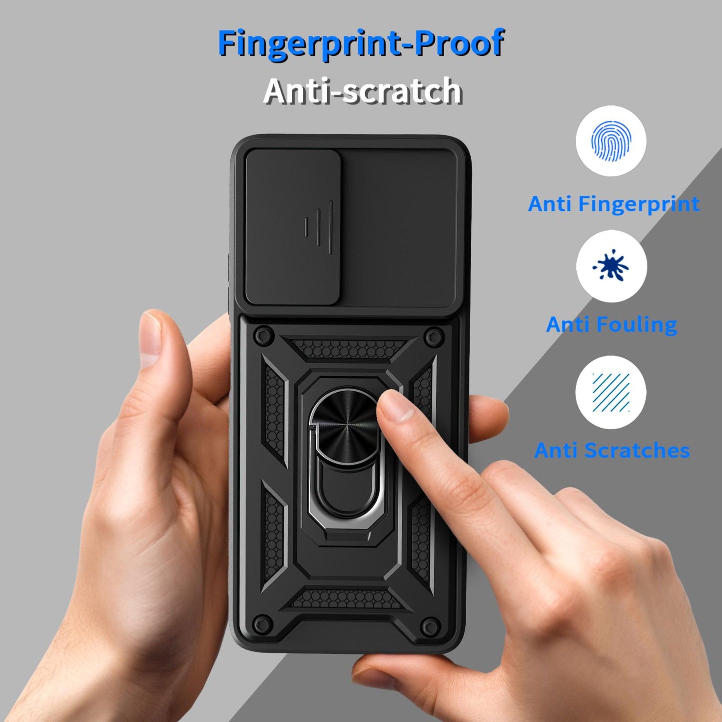 Motorola Moto G06 4G Sliding Camera Cover Magnetic Ring Stand Shockproof TPU + PC Protective Phone Case