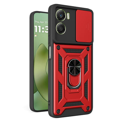 Motorola Moto G06 4G Sliding Camera Cover Magnetic Ring Stand Shockproof TPU + PC Protective Phone Case