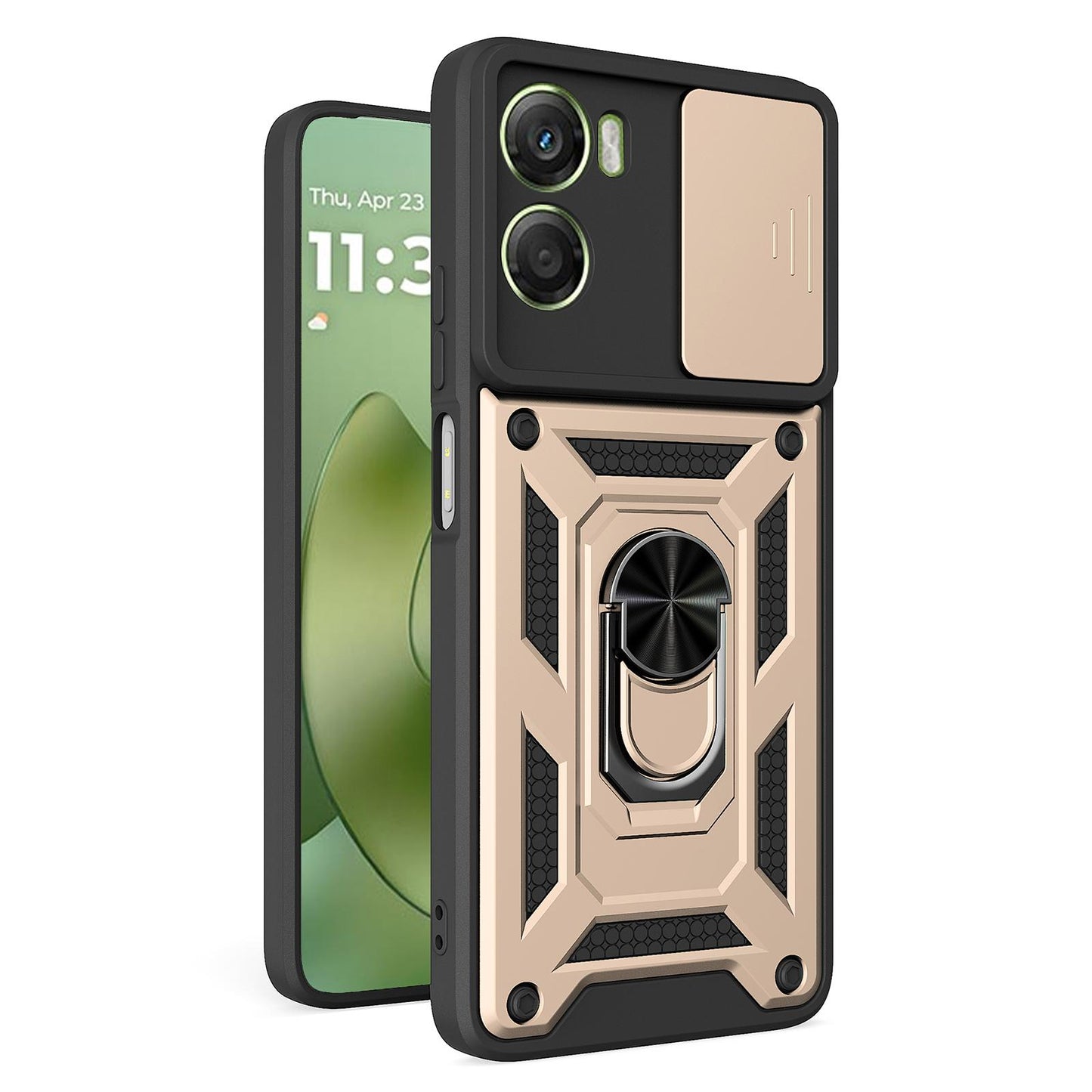 Motorola Moto G06 4G Sliding Camera Cover Magnetic Ring Stand Shockproof TPU + PC Protective Phone Case