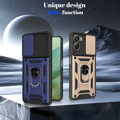 Motorola Moto G06 4G Sliding Camera Cover Magnetic Ring Stand Shockproof TPU + PC Protective Phone Case