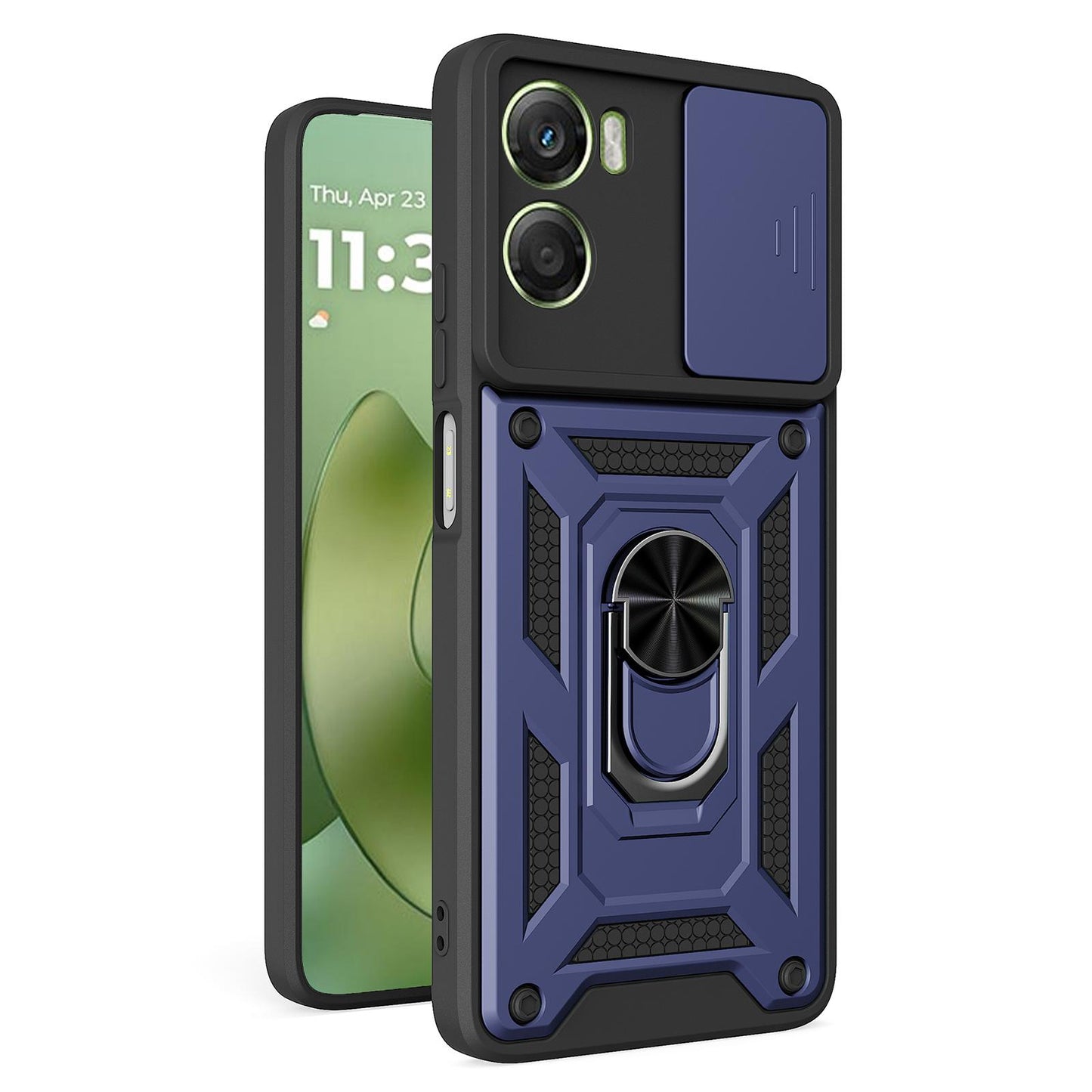 Motorola Moto G06 4G Sliding Camera Cover Magnetic Ring Stand Shockproof TPU + PC Protective Phone Case