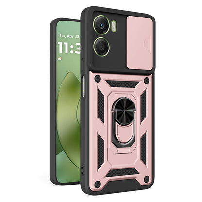 Motorola Moto G06 4G Sliding Camera Cover Magnetic Ring Stand Shockproof TPU + PC Protective Phone Case