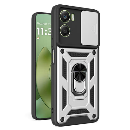 Motorola Moto G06 4G Sliding Camera Cover Magnetic Ring Stand Shockproof TPU + PC Protective Phone Case