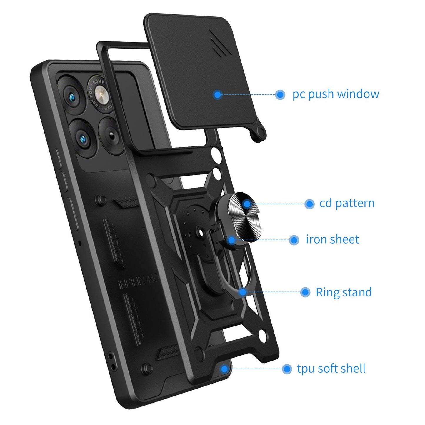 Motorola Edge 70 5G Sliding Camera Cover Magnetic Ring Stand Shockproof TPU + PC Protective Phone Case