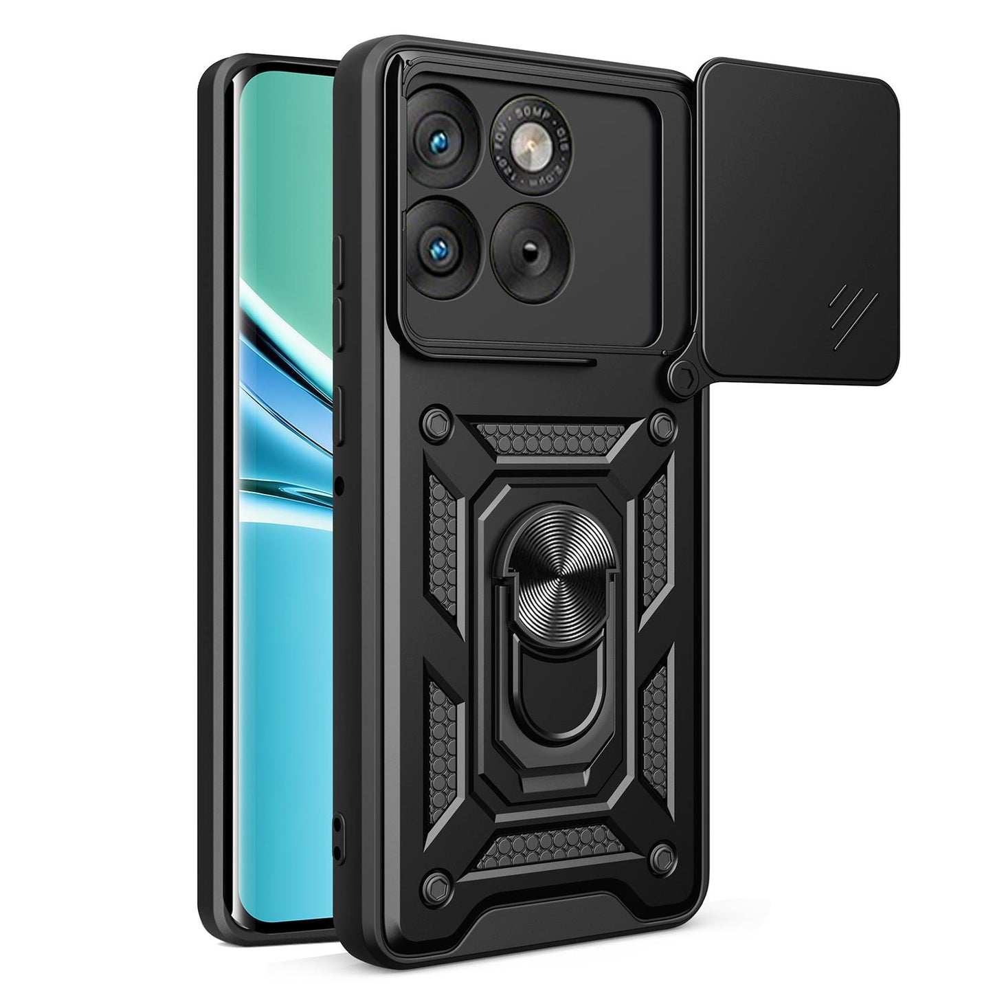 Motorola Edge 70 5G Sliding Camera Cover Magnetic Ring Stand Shockproof TPU + PC Protective Phone Case