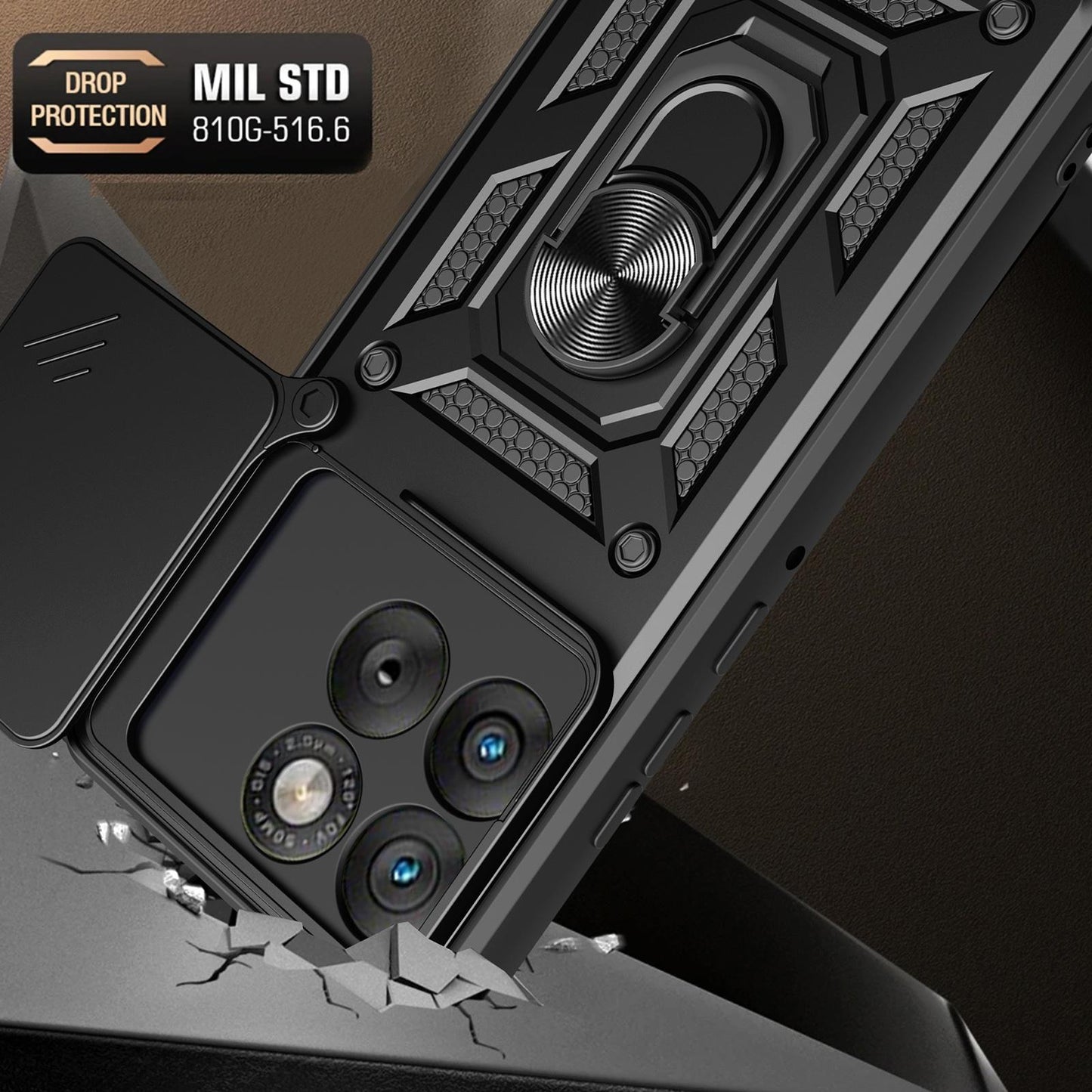 Motorola Edge 70 5G Sliding Camera Cover Magnetic Ring Stand Shockproof TPU + PC Protective Phone Case
