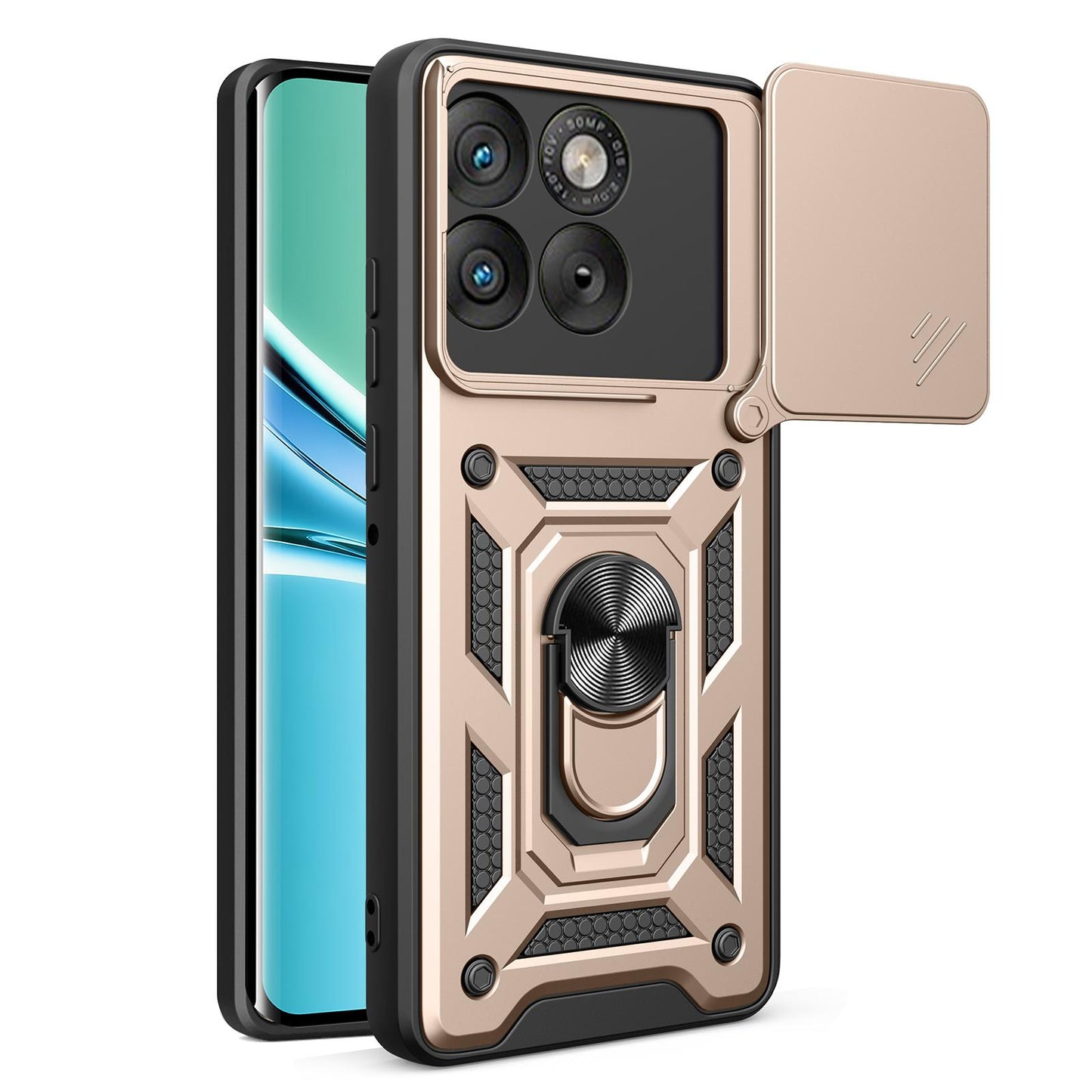 Motorola Edge 70 5G Sliding Camera Cover Magnetic Ring Stand Shockproof TPU + PC Protective Phone Case