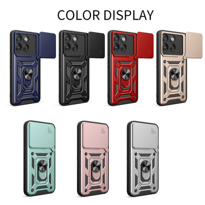 Motorola Edge 70 5G Sliding Camera Cover Magnetic Ring Stand Shockproof TPU + PC Protective Phone Case