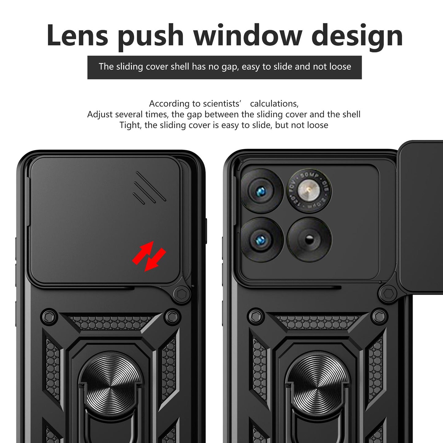 Motorola Edge 70 5G Sliding Camera Cover Magnetic Ring Stand Shockproof TPU + PC Protective Phone Case