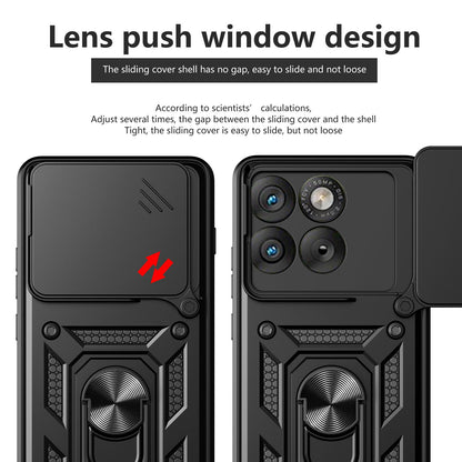 Motorola Edge 70 5G Sliding Camera Cover Magnetic Ring Stand Shockproof TPU + PC Protective Phone Case