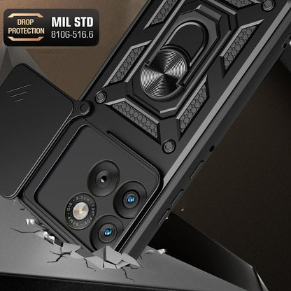 Motorola Edge 70 5G Sliding Camera Cover Magnetic Ring Stand Shockproof TPU + PC Protective Phone Case