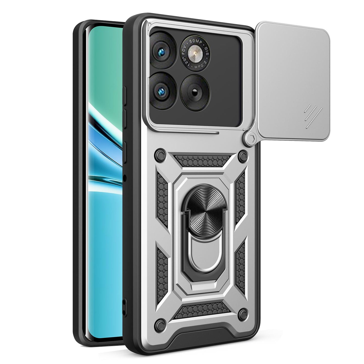 Motorola Edge 70 5G Sliding Camera Cover Magnetic Ring Stand Shockproof TPU + PC Protective Phone Case