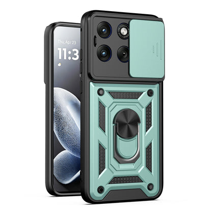 Motorola Edge 70 Fusion 5G Sliding Camera Cover Magnetic Ring Stand Shockproof TPU + PC Protective Phone Case