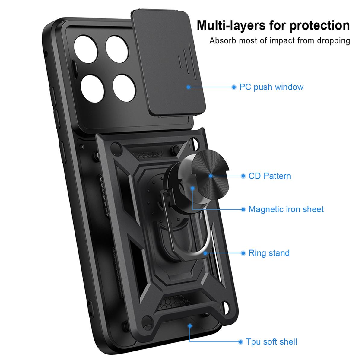 Motorola Edge 70 Fusion 5G Sliding Camera Cover Magnetic Ring Stand Shockproof TPU + PC Protective Phone Case