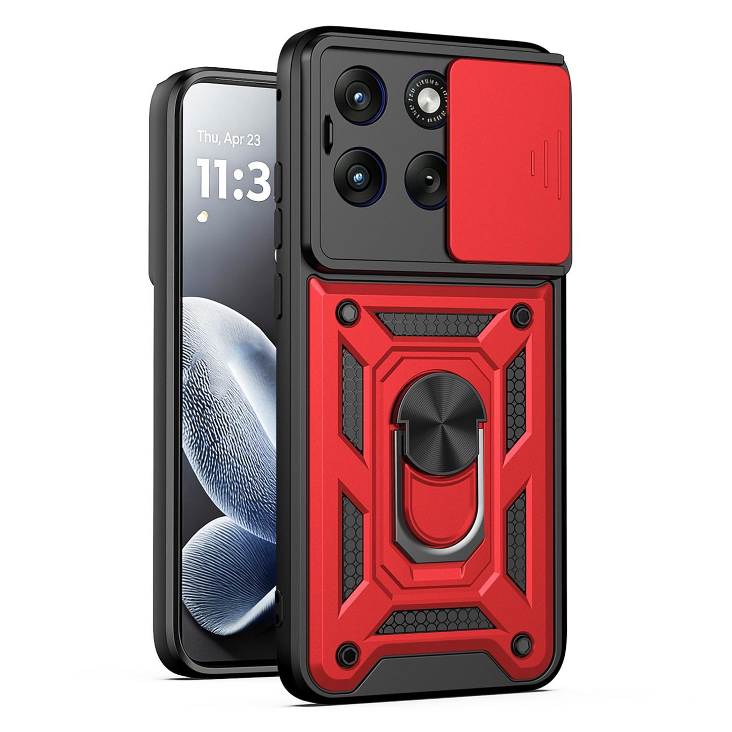 Motorola Edge 70 Fusion 5G Sliding Camera Cover Magnetic Ring Stand Shockproof TPU + PC Protective Phone Case
