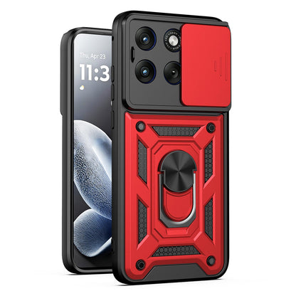 Motorola Edge 70 Fusion 5G Sliding Camera Cover Magnetic Ring Stand Shockproof TPU + PC Protective Phone Case