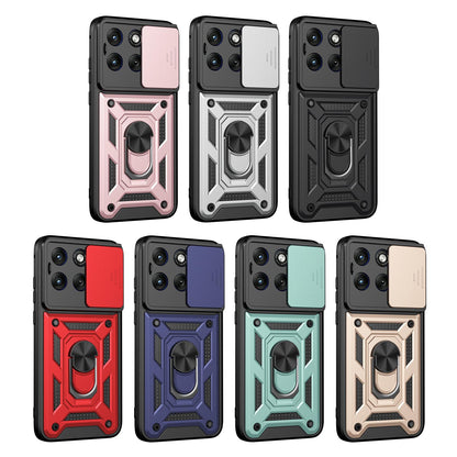 Motorola Edge 70 Fusion 5G Sliding Camera Cover Magnetic Ring Stand Shockproof TPU + PC Protective Phone Case