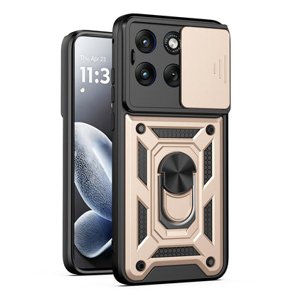 Motorola Edge 70 Fusion 5G Sliding Camera Cover Magnetic Ring Stand Shockproof TPU + PC Protective Phone Case