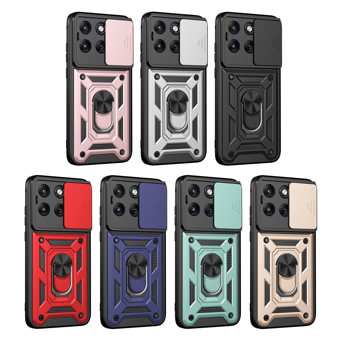 Motorola Edge 70 Fusion 5G Sliding Camera Cover Magnetic Ring Stand Shockproof TPU + PC Protective Phone Case