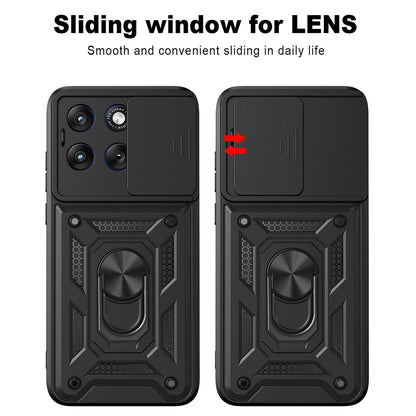 Motorola Edge 70 Fusion 5G Sliding Camera Cover Magnetic Ring Stand Shockproof TPU + PC Protective Phone Case