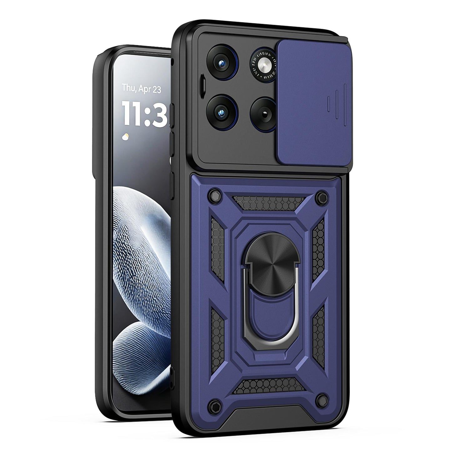 Motorola Edge 70 Fusion 5G Sliding Camera Cover Magnetic Ring Stand Shockproof TPU + PC Protective Phone Case