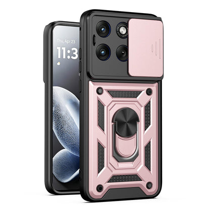 Motorola Edge 70 Fusion 5G Sliding Camera Cover Magnetic Ring Stand Shockproof TPU + PC Protective Phone Case