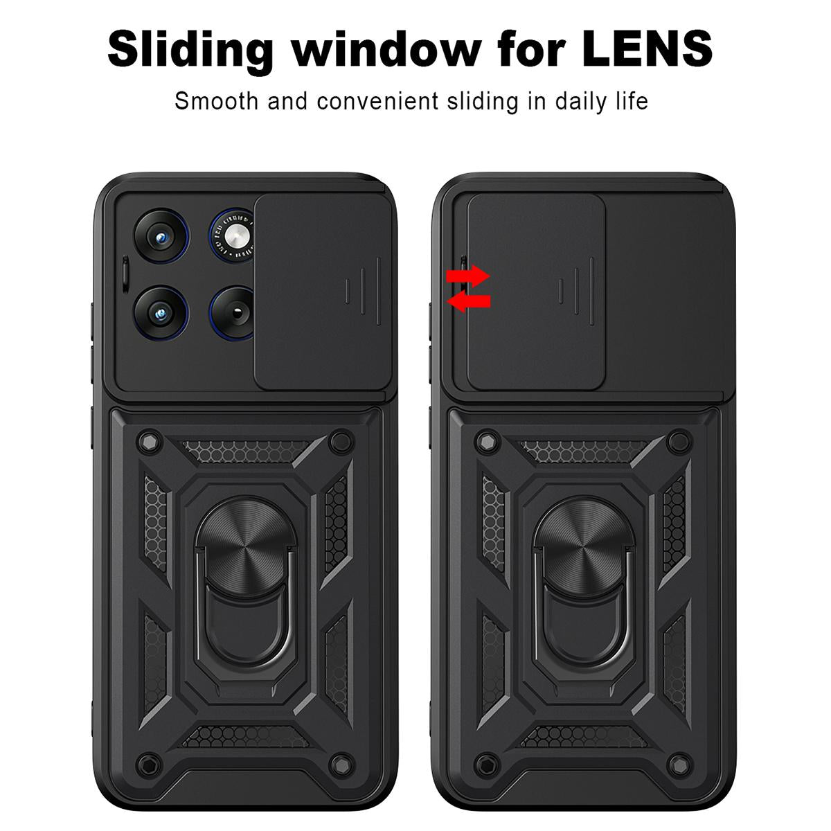 Motorola Edge 70 Fusion 5G Sliding Camera Cover Magnetic Ring Stand Shockproof TPU + PC Protective Phone Case