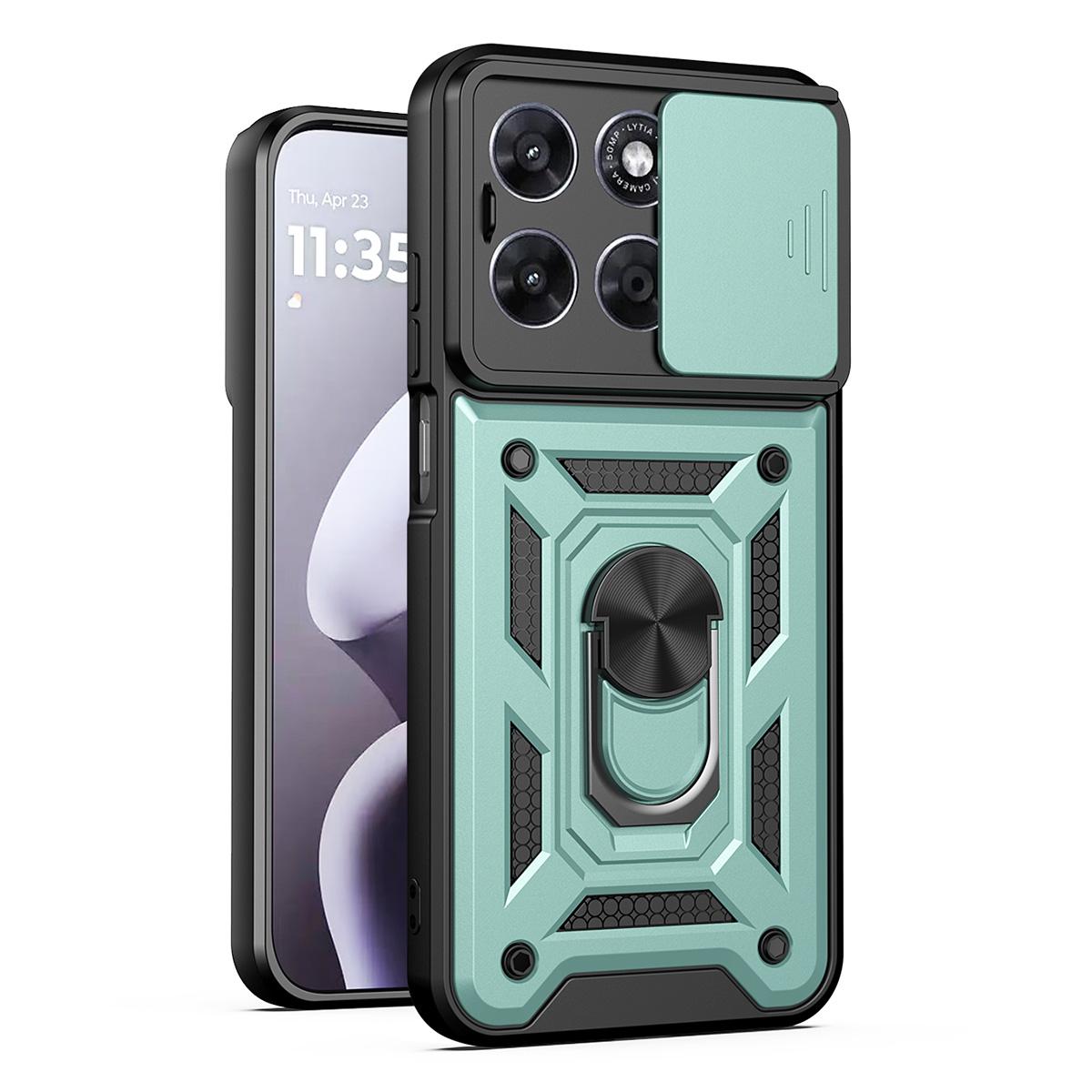 Motorola Moto G67 5G Sliding Camera Cover Magnetic Ring Stand Shockproof TPU + PC Protective Phone Case