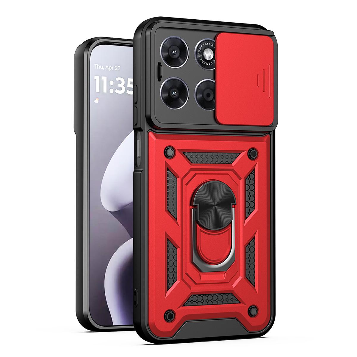 Motorola Moto G67 5G Sliding Camera Cover Magnetic Ring Stand Shockproof TPU + PC Protective Phone Case